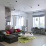 Дизайн квартиры-студии 47 м²: зонирование, спальня за стеклом