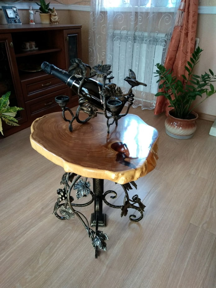 кованый столик со слэбом кованый столик со слэбом