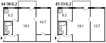 планировка 2-комнатной хрущевки серии 1-335