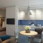 Дизайн двухкомнатной квартиры 52 м² для семьи с двумя детьми